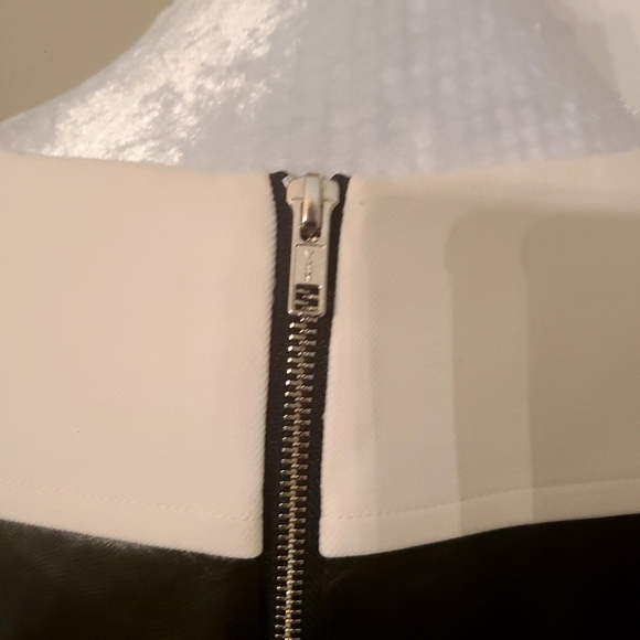 Milly New York Black White Lamb Leather Colorblock Sleeveless Mini Dress Size 8 - Picture 6 of 10